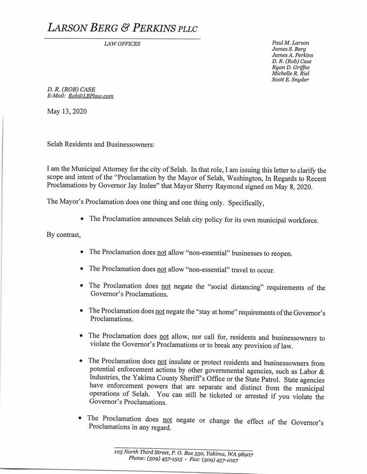 Selah City Attorney Letter1